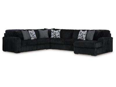 Midnight-Madness 4-Piece Sectional with Chaise in Onyx - 98103S3