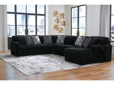 Midnight-Madness 4-Piece Sectional with Chaise in Onyx - 98103S3