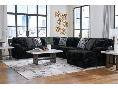 Midnight-Madness 4-Piece Sectional with Chaise in Onyx - 98103S3