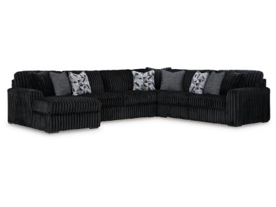 Midnight-Madness 4-Piece Sectional with Chaise in Onyx - 98103S4