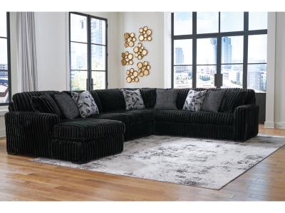 Midnight-Madness 4-Piece Sectional with Chaise in Onyx - 98103S4